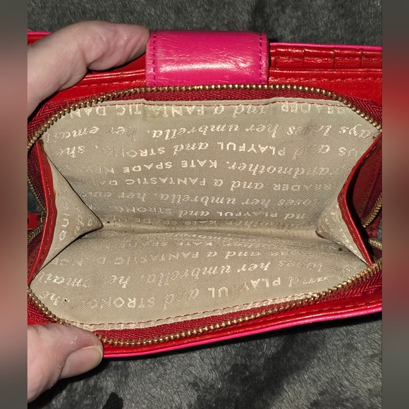 Kate Spade New Yoek Elyce Hot Pink Leather wallet w/red interior.. REHAB - Picture 13 of 16